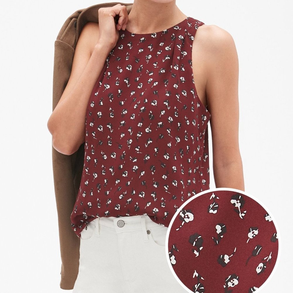 BR Factory Floral Print Burgundy Tank Top